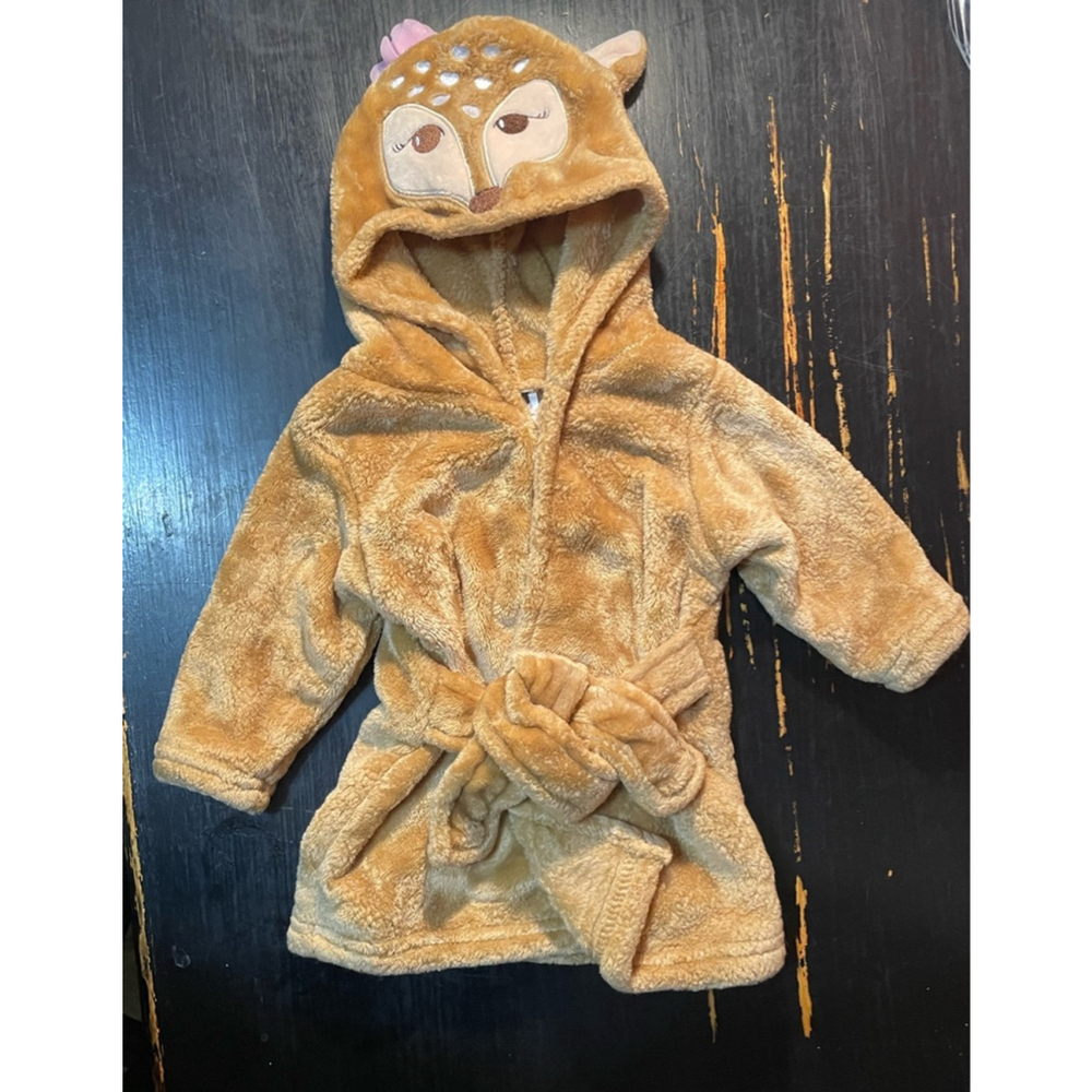 Baby HB Brown Fawn Robe with Pink Flower 0-9 Months